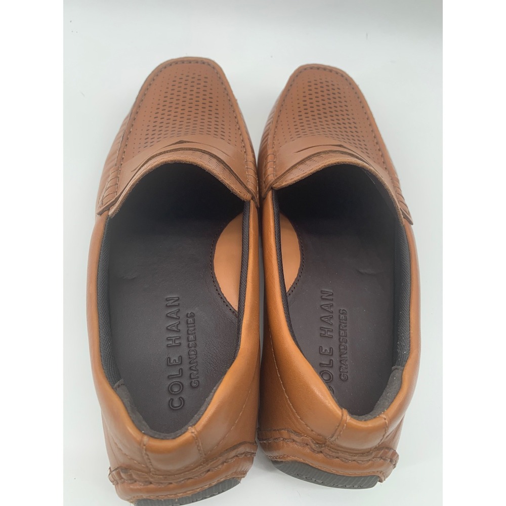 Cole Haan Mens Grandseries Tan Leather Perforated Penny Loafer Drivers C36653 7M - Picture 3 of 8